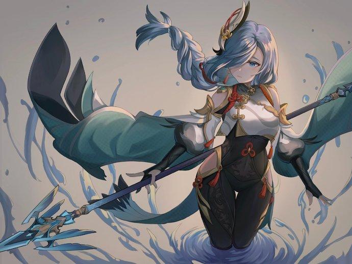 水淼aqua申鹤旗袍风采再现，原神申鹤cos造型惊艳夺目