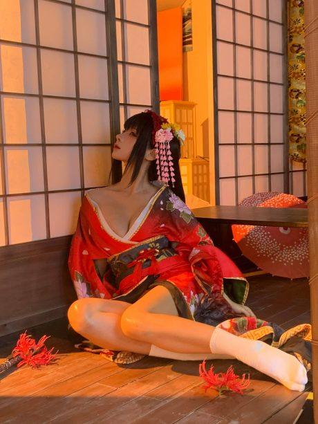 蠢沫沫cos时崎狂三：约会大作战和服下的性感与神秘