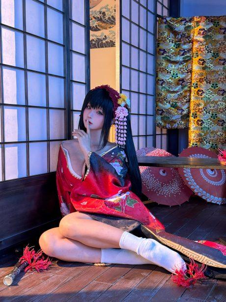 蠢沫沫cos时崎狂三：约会大作战和服下的性感与神秘