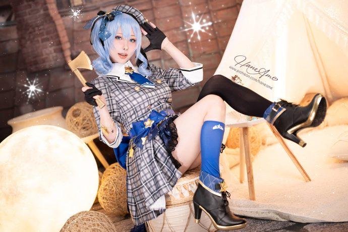 雨波_HaneAme星街彗星COS：虚拟偶像魅力的完美再现