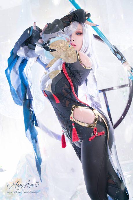 雨波_HaneAme申鹤COS：凡尘中的仙姿，红绳缚心的诱惑