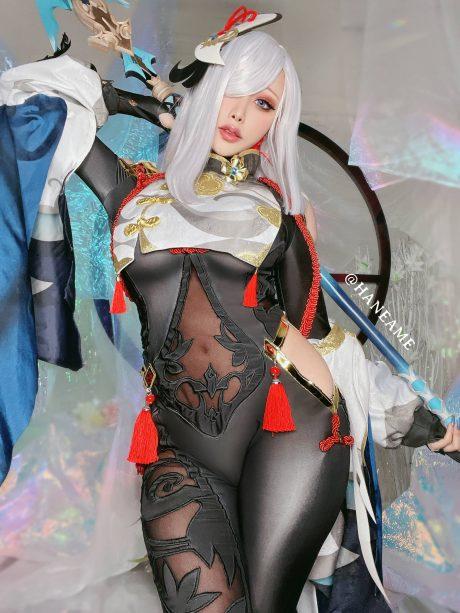 雨波_HaneAme申鹤COS：凡尘中的仙姿，红绳缚心的诱惑