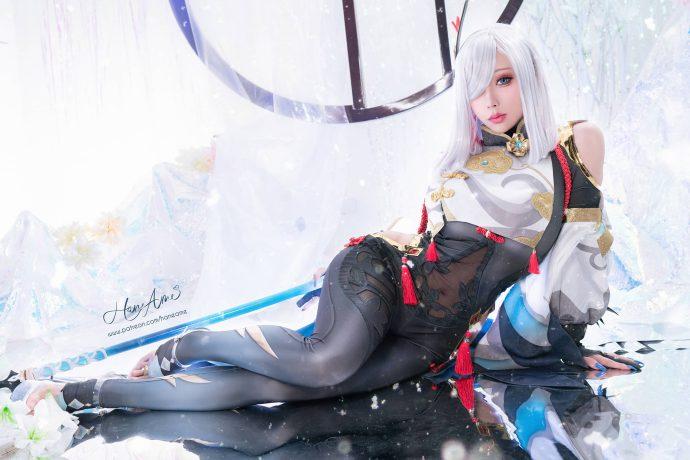 雨波_HaneAme申鹤COS：凡尘中的仙姿，红绳缚心的诱惑