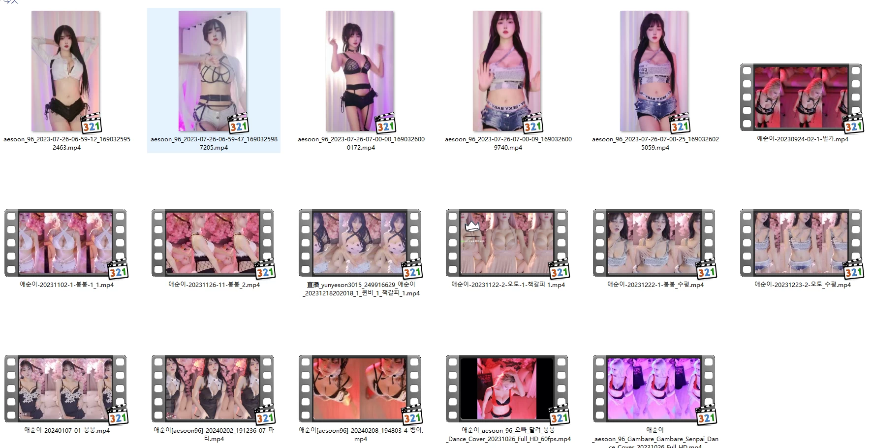 【韩国主播】(aesoon_96) 爱顺/애순이跳舞录屏 无水印（17v/2.01g）