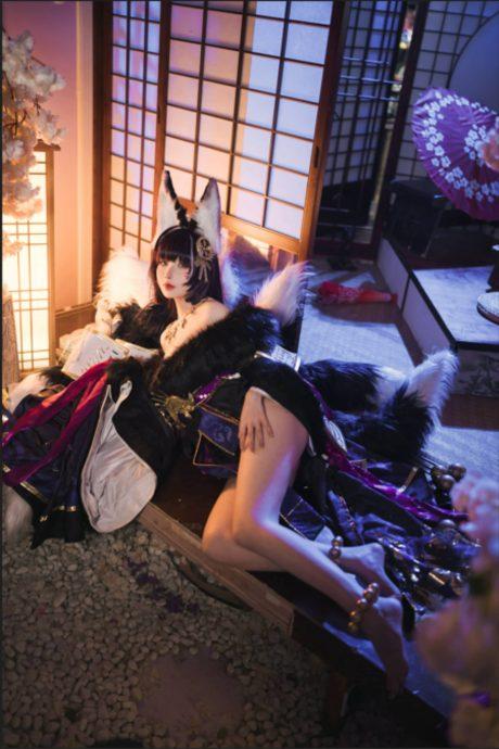 黑金战袍下的温柔杀意：rioko凉凉子cos绝美樱花狐姬武藏