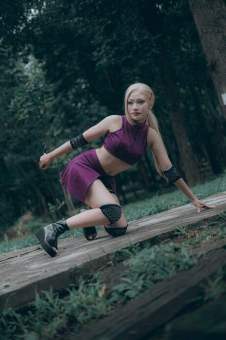 KhawPhod火影忍者山中井野cos：揭秘高难度姿势与妆容挑战