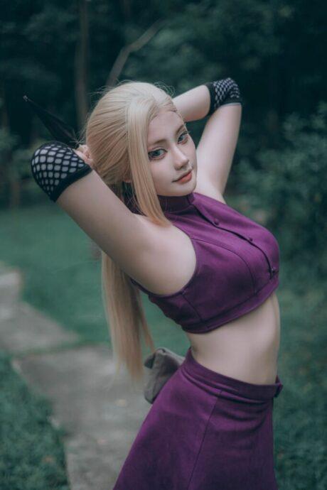 KhawPhod火影忍者山中井野cos：揭秘高难度姿势与妆容挑战