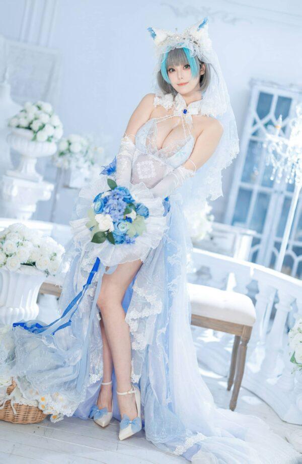 碧蓝航线柴郡cos赏析：蜜汁猫裘演绎猫系新娘的灵动与亲近感