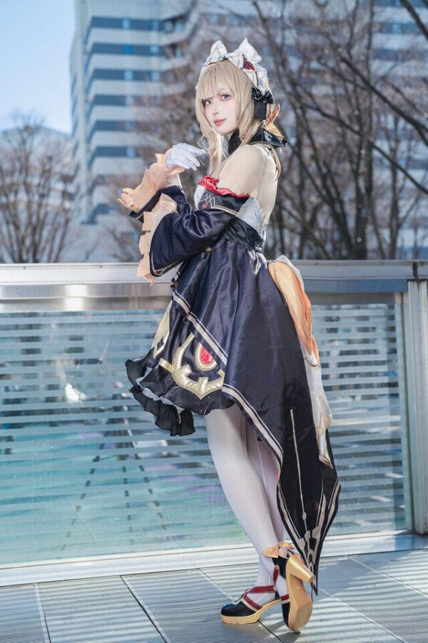 夢乃音Suzu桑多涅COS：演绎原神方丹风礼服下的优雅魅力