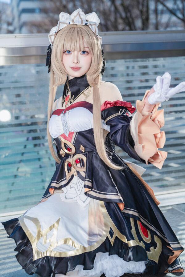 夢乃音Suzu桑多涅COS：演绎原神方丹风礼服下的优雅魅力