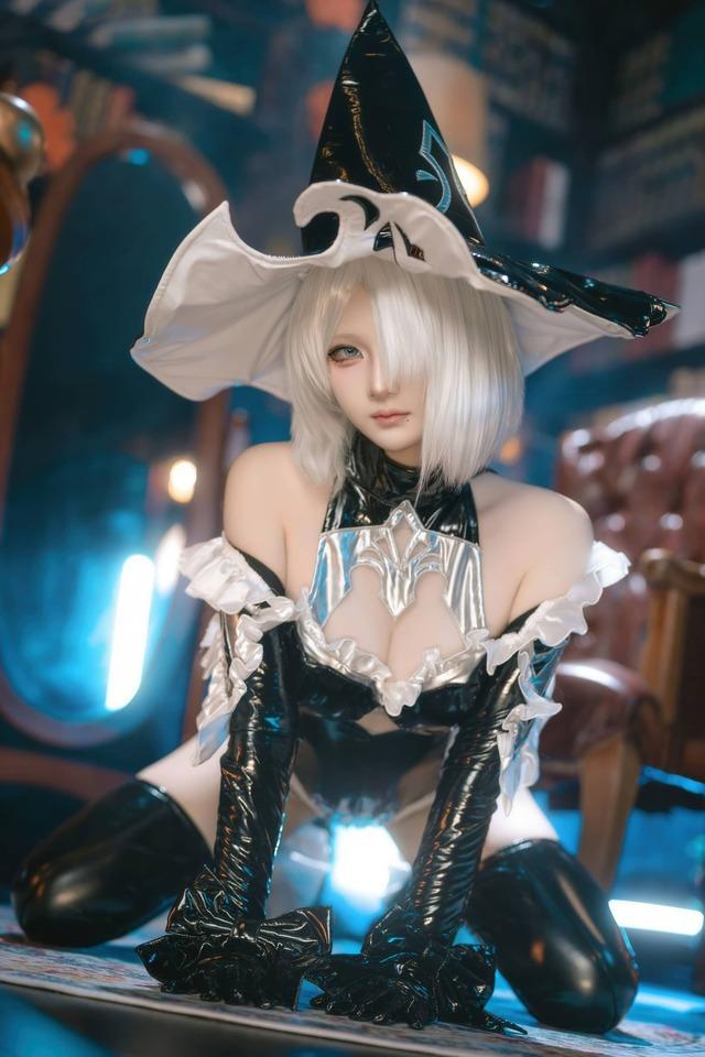屿鱼Yukako万圣女巫2Bcos：演绎黑白魔法交织的高质感视觉