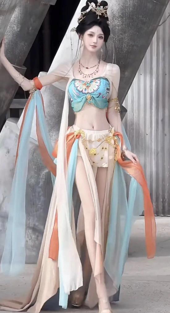 王者荣耀杨贵妃COS：萧悦悦华丽古风服饰演绎飞天仙子气质