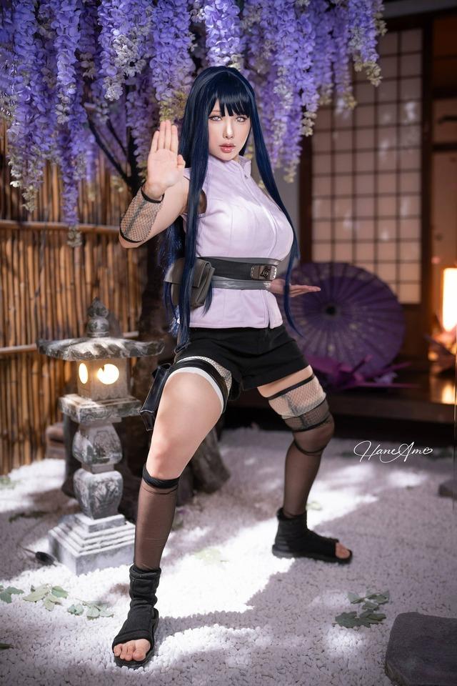 雨波HaneAme日向雏田COS：演绎紫色忍者装演绎温柔坚定